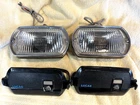 LUCAS FT8 LAMPS WITH COVERS AND STRAPS FOR TRIUMPH FORD RELIANT SCIMITAR
