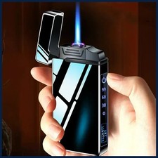 Nuevo encendedor USB de doble arco a prueba de viento de metal recargable gas butano eléctrico
