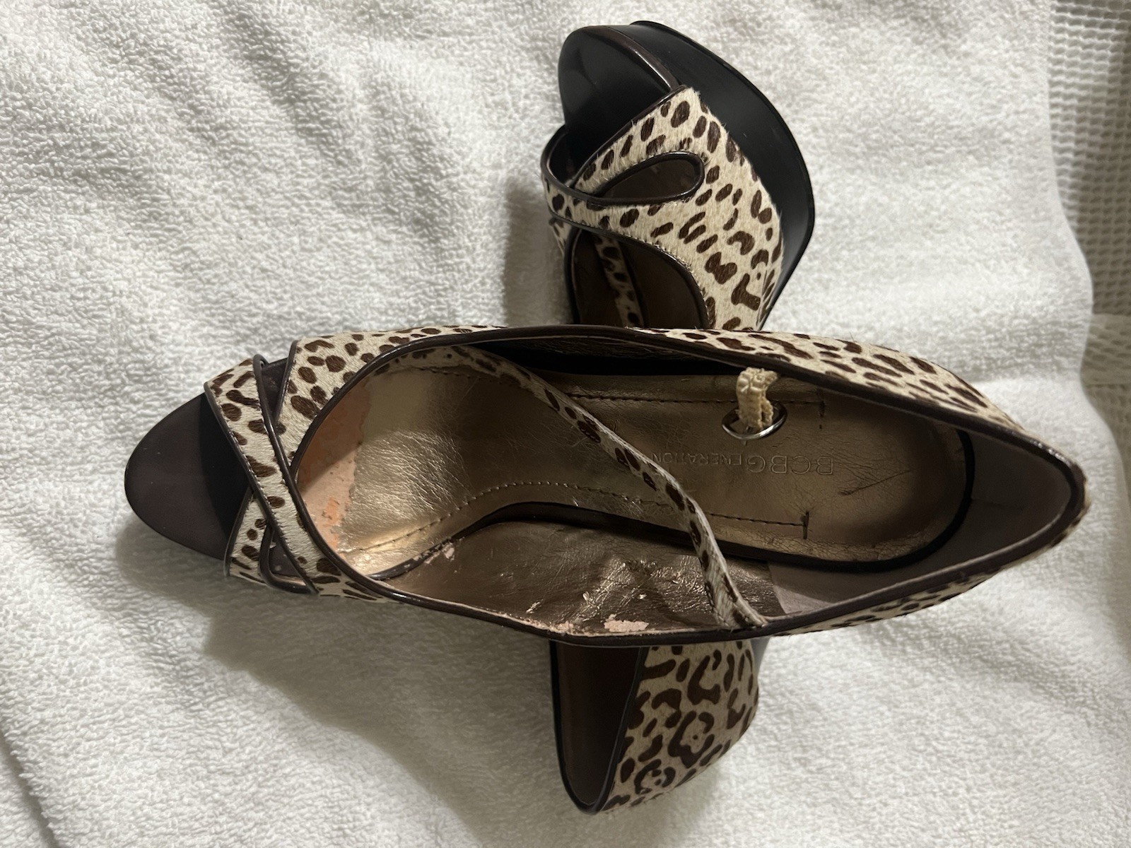 BCBGeneration Leopard Print Strappy Heels Sandals… - image 2