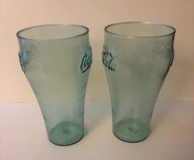Set of 2 Enjoy Coca Cola Frosted Plastic Restaurant Beverage Cups Green Tint - Image 4 of 4