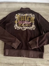 Juicy Couture Velour Y2K Zip-Up Tracksuit Jacket - Brown-Size Y-XL/A-Small