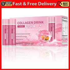 Collagen Drink with 6000 Mg Marine Collagen Peptides, Liquid Collagen Shots for