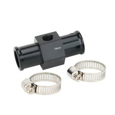 BAGARAATAN Black Aluminum Water Temp Meter Temperature Gauge Joint Pipe 18mm 