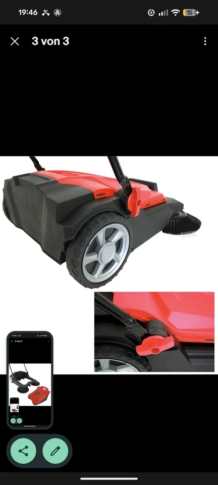 Einhell manuelle Kehrmaschine Straßenkehrer klappbar faltbar höhenverstellbar - Bild 4 von 4