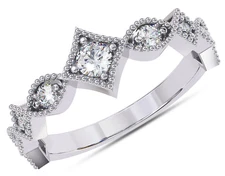 IGI 1/3 Ct Round Lab Grown Diamond Half Eternity Engagement Ring 14K White Gold