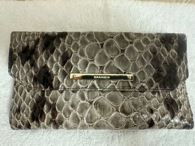 BRAHMIN Cordelia Stone Carlisle Croc Embossed LEATHER Flap Wallet/Checkbook