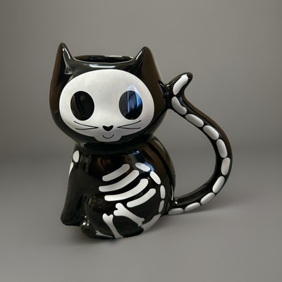 NEW! Double-sided Skeleton Kitty Cat Coffee Tea Mug by Sunday Morning Halloween