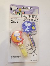 Snoopy Baby Pacifier Holder 2 Pack Peanuts Clip On Baby Shower Gift