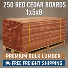    250 Red Cedar Boards 1x5x8   Premium Bulk Lumber   Free Freight Shipping