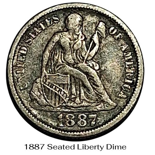 1887 Seated Liberty Dime VF Silver 10C Philadelphia Circulated Example #914
