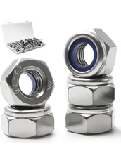 90 Pack M8-1.25mm Nylon Insert Locknuts 304 Stainless Steel Standard Metric