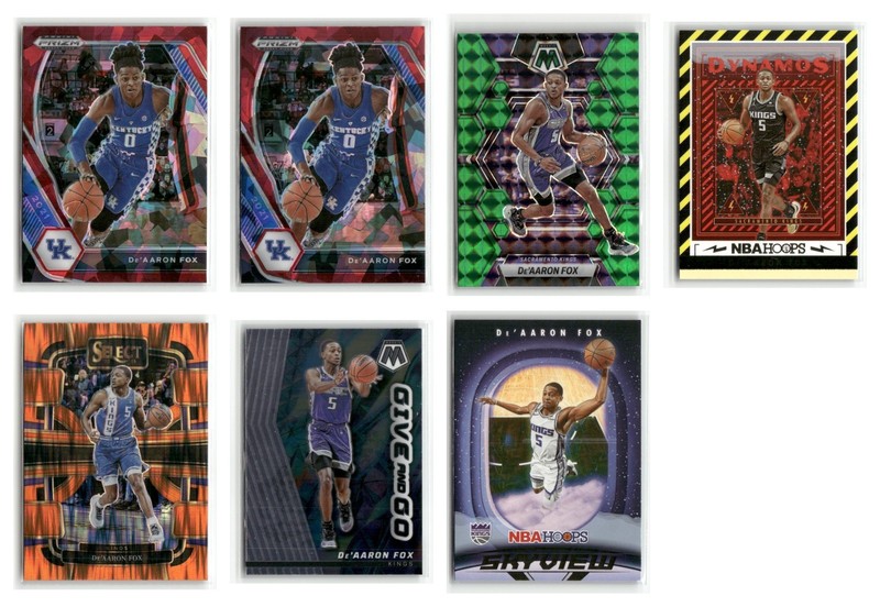 2022-23 De'Aaron Fox Red Cracked Ice 7 Card Lot Prizm Select Mosaic Prizm Spurs