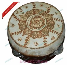 Khanjeera Hand Drum Drums / Percussion Dhapli Heena Work Goat Skin Wood Carnatic