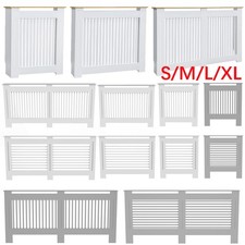 83/92/100cm High Radiator Cover Wooden Slatted Grill MDF Cabinet Generous Vents