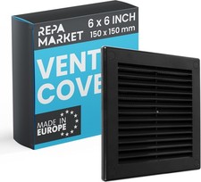 Repa Market 6 x 6 Inch (Outer) Black Square Air Vent Cover - Plastic Fresh Air I