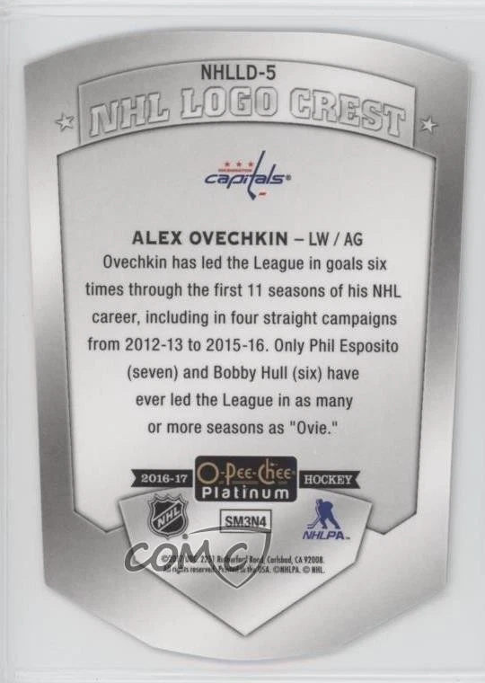 2016-17 O-Pee-Chee Platinum NHL Logo Crest Die-Cuts Alex Ovechkin Alexander - Image 2 of 2