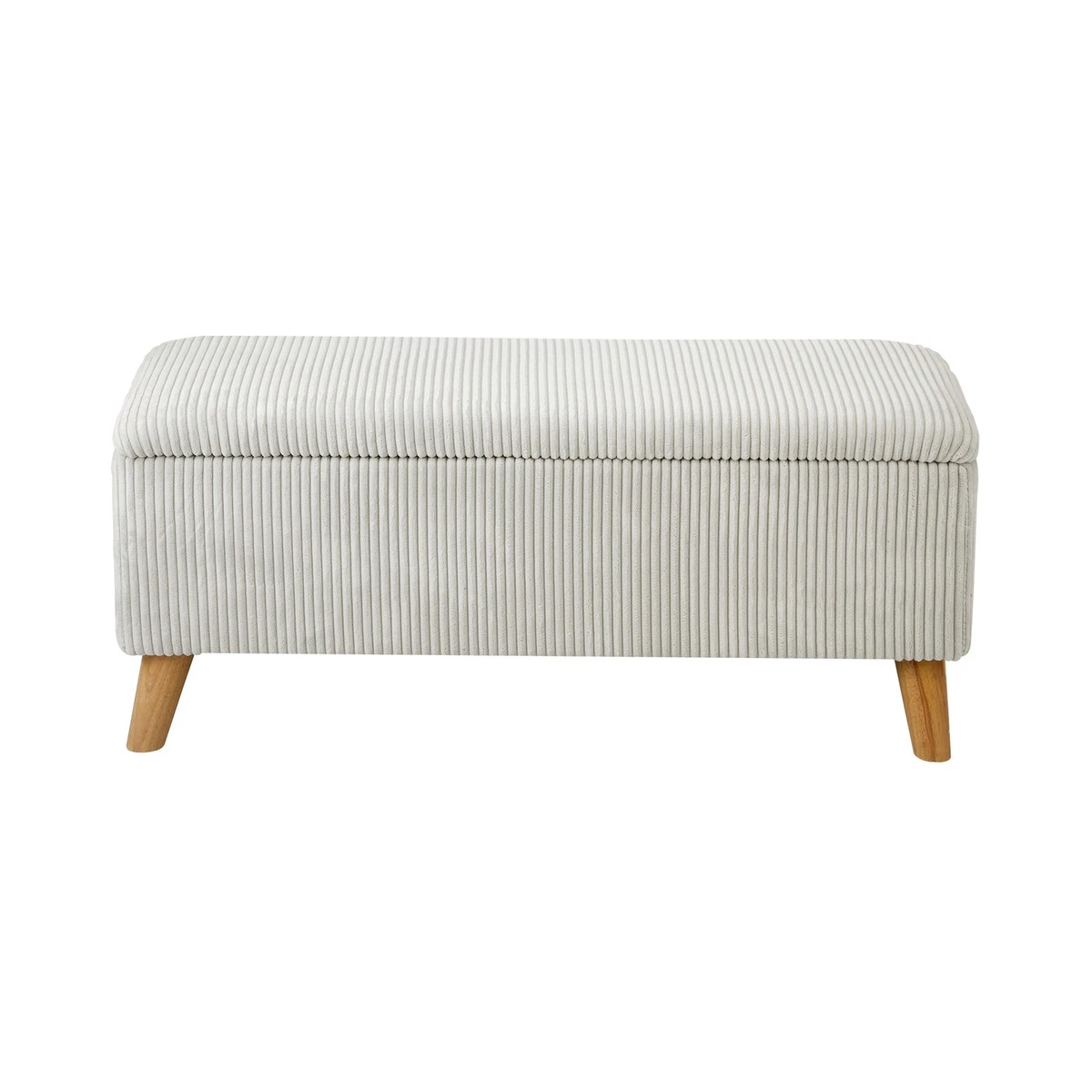 Oikiture Storage Ottoman Blanket Box Chest Toy Foot Stool LARGE Polyester Beige