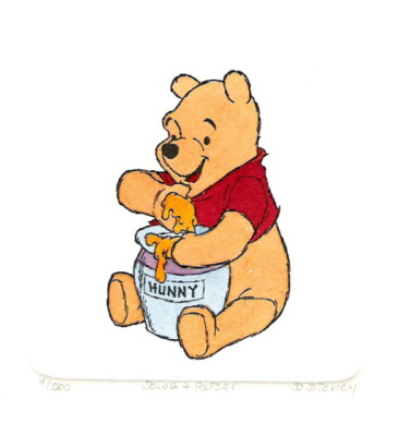 WALT DISNEY WINNIE THE POOH HUNNY POT HAND PAINTED LTD ED ETCHING