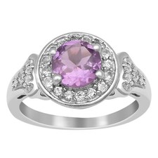 925 Silver Princess Cut Amethyst 1.25 Ct Solitaire Accents Promise Ring