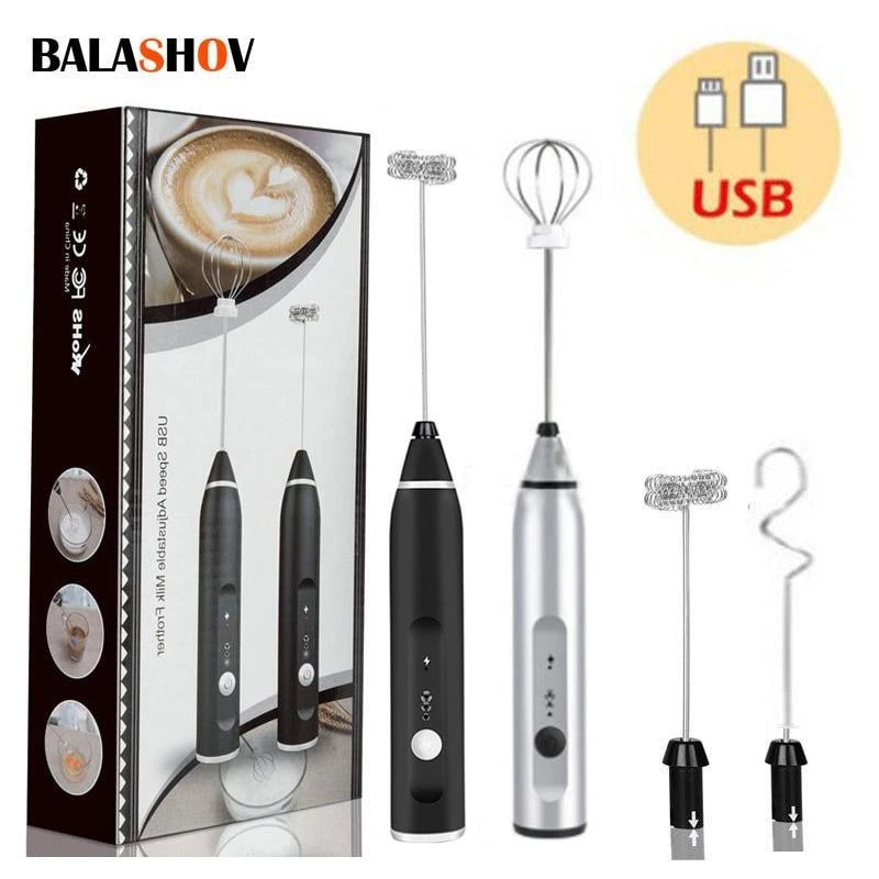 Electric Milk Frothers Handheld Wireless Blender USB Mini Coffee