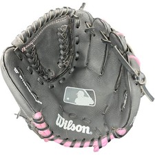 Wilson T-Ball Glove 10" Inch WTA01RB15B510BP RHT Black/Pink Unisex Kids