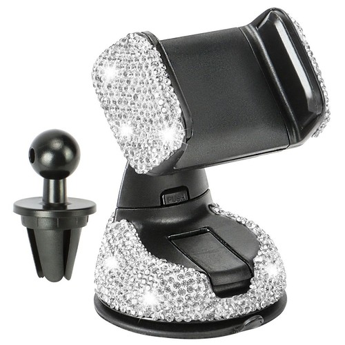 AUTO Crystal Bling Rhinestone Car Phone Holder Dashboard Stand Air Vent Mount US - Zdjęcie 13 z 14