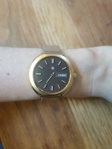 Lip Montre Bracelet Homme Jour Et Date Vintage Ancienne Ne Fonctionne Pas P1206 - Imagen 5 de 5