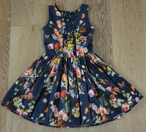 Jottum Girls Navy Floral Dress Size 7-8 EUC