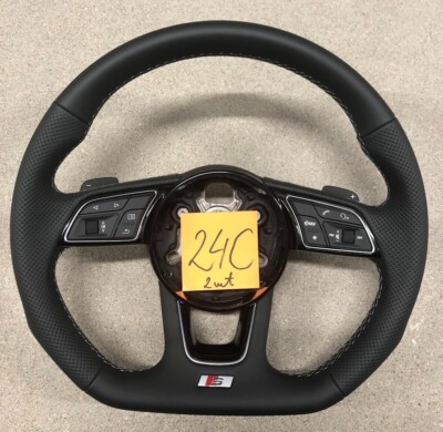 Audi S-Line Leather A4 A5 S4 S5 Half Perforated Flat Bottom Steering Wheel # 24C