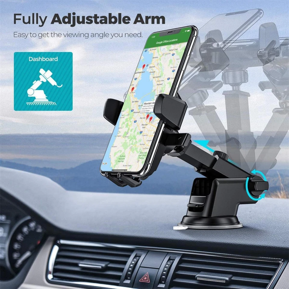 360° Car Phone Holder Windshield Mount Stand for iPhone 14 12 13 Pro Max Samsung - Image 4 of 4