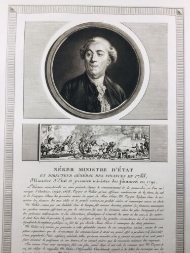 Jacques Necker Genève en 1799 Suisse Finance Rare Gravure Révolution Française - Afbeelding 1 van 3