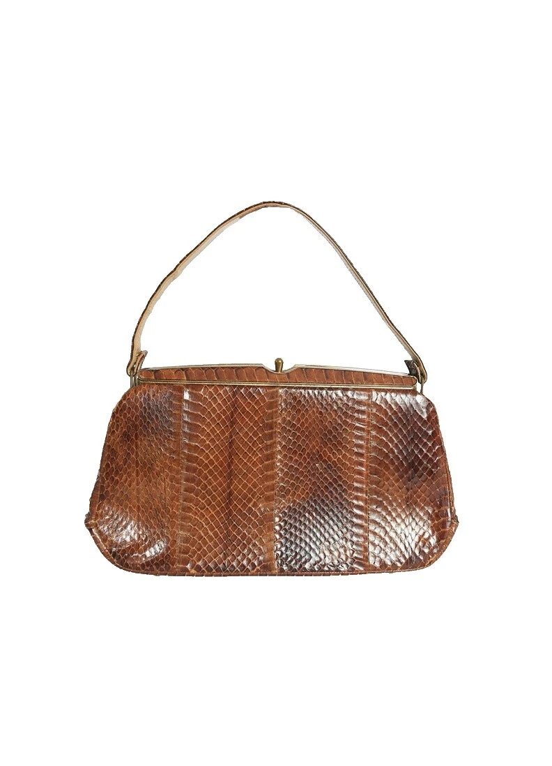 Cartera marrón de piel de serpiente Vintage Bolsas, Bolsos y estuches