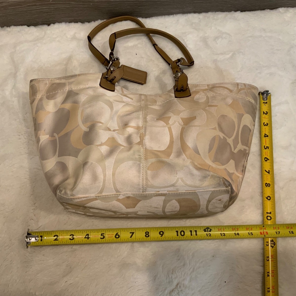 Vintage Coach Signature Satin Tote Bag Logo Large Ivory Creme | eBay