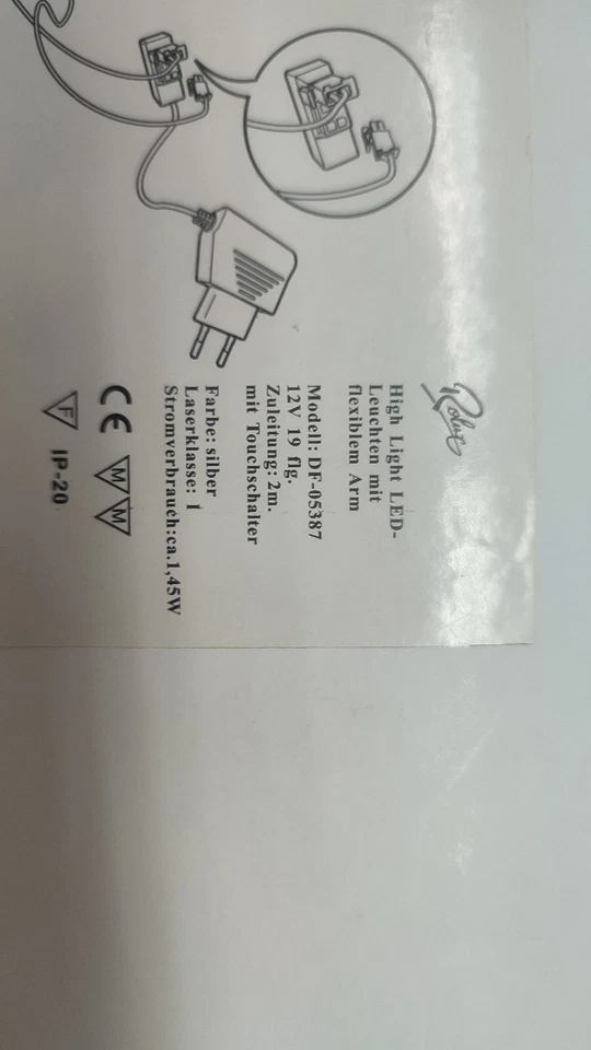 LED-Leuchten mit flexiblem Arm 2er Set mit Touch kmpl. Flexarm silber - Bild 3 von 4