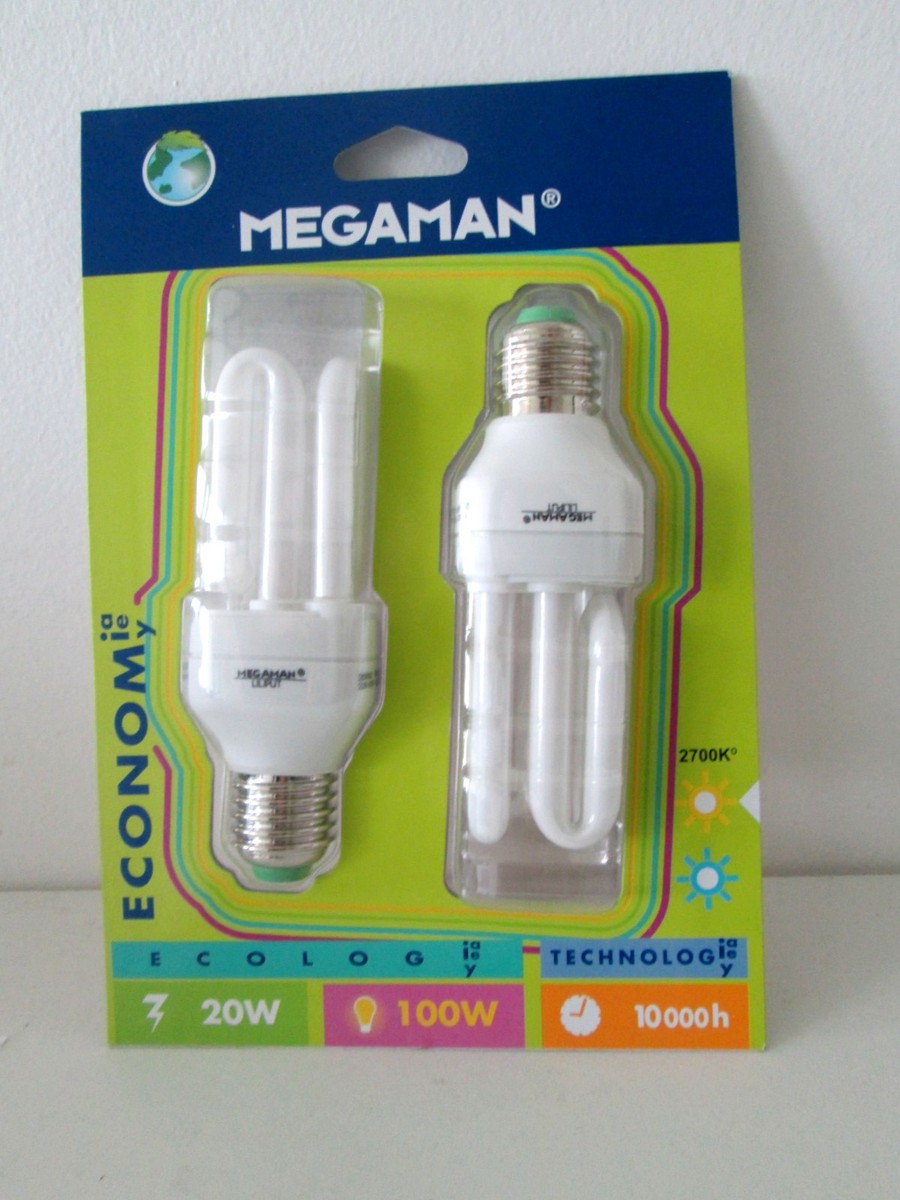 Lot De 2 Ampoules Megaman E27 20W équivalent 100W Blanc Chaud RGB