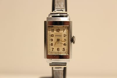 ART DECO WW2 ERA NICE  SMALL RECTANGULAR SWISS LADIES MECHANICAL WATCH ''ETERNA''