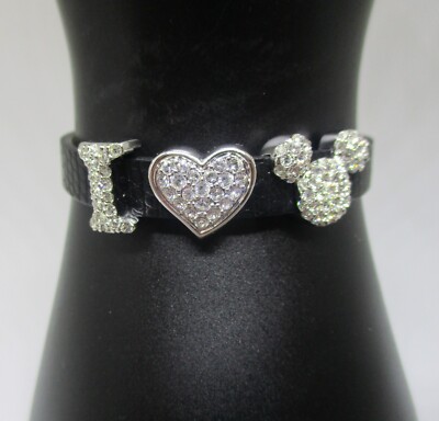 Genuine Swarovski Crystal Disney Mickey Mouse Leather Slider