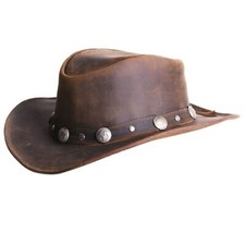 Bullring Leather Hat for Western Cowboy Unisex Handmade Buffalo Nickel Hatband