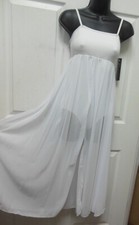 P708 DANCE Lyrical Dress Skate Skating Slit Georgette Skirt White Bodywrappers