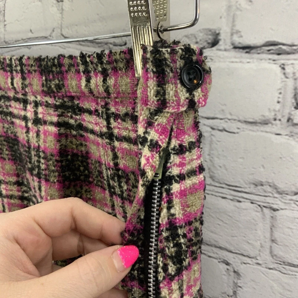 Falda Lápiz Lana Años 60 Rosa Cuadros Metal Cremallera Academia Grunge Escuela Niña Foto 3 de 4