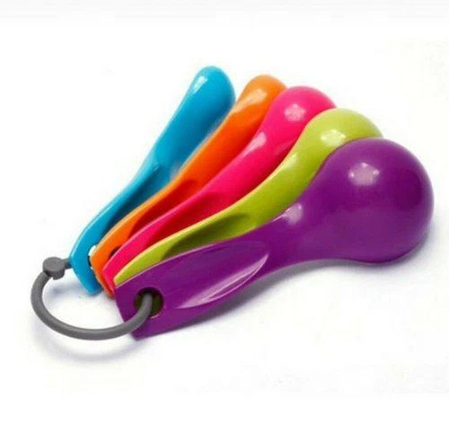 Assorted Colour Plastic Measuring Spoons Set Backing Cooking Kitchen Set of 5