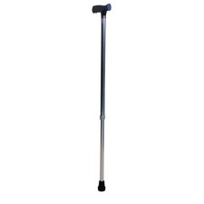 Walking Aluminum Cane T Wood Black Handle with Silver Stick Adjustable