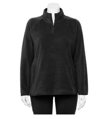 NEW Plus Size Tek Gear Microfleece Quarter-Zip Pullover SIZE 1X - Mineral Black