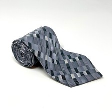 Joseph  Feiss Tie Silver Geometric 100 Silk Necktie