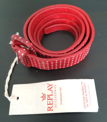 REPLAY 1981 *  Echt Leder Gürtel ROT WEIßE Punkte * Size: 95 cm