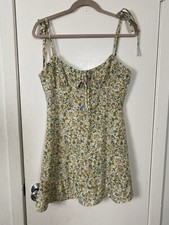 Shein Women Green Floral Sundress Zip Back Tied Strap Size M