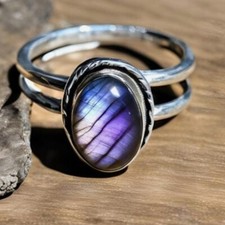 Beautiful Labradorite 925 Sterling Silver Ring Handmade Jewelry Gift Her A-700