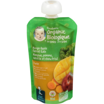 4-Pack Nestlé Gerber Organic Mango Apple Carrot, 6M