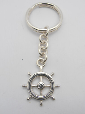 Timone : Portachiavi in Argento 925 - Marina - Nautica - Mare - Marinaio - Nave