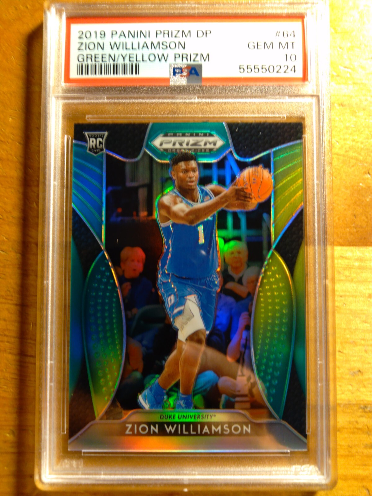 ZION WILLIAMSON 2019 PRIZM DP RC #64 GREEN YELLOW SP #179/249! PSA 10 GEM MINT!!